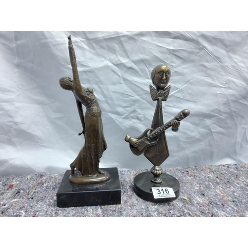 316 - 2 Modern Bronze Figurines