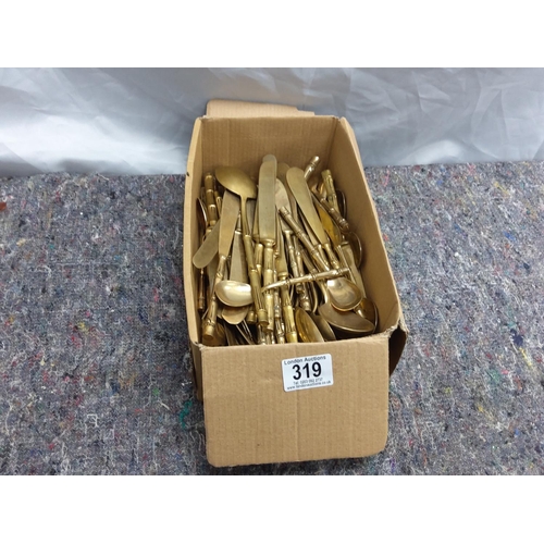 319 - Box of Vintage Bronze Cutlery