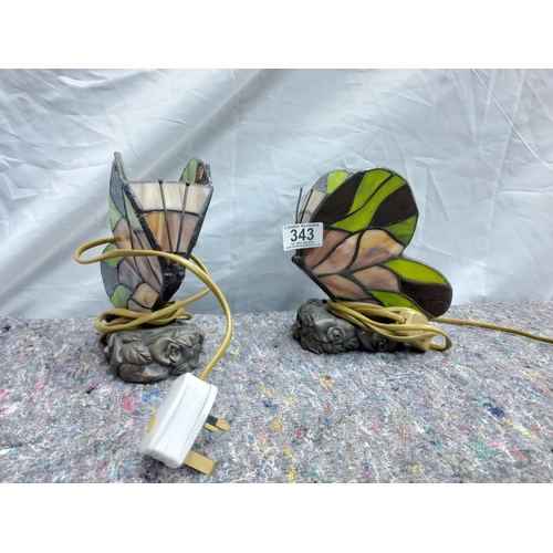 343 - Pair of Tifanny Style Butterfly Lamps