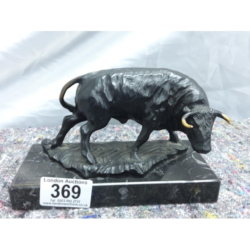 369 - Luis Moreno: A Vintage Bronze Sculpture of a Bull on a Marble Base