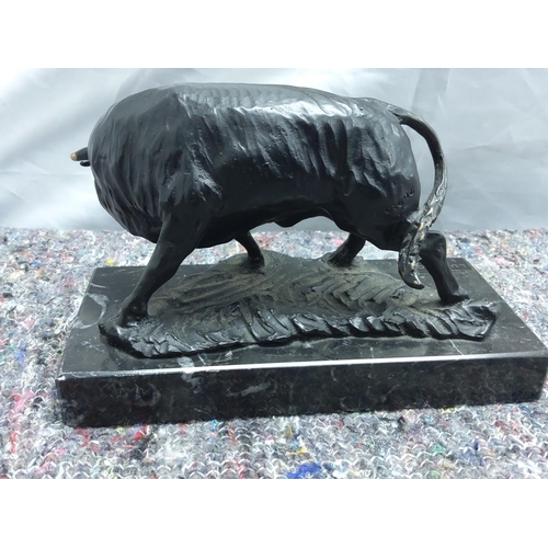 369 - Luis Moreno: A Vintage Bronze Sculpture of a Bull on a Marble Base