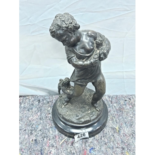 426 - Spelter Figurine Depicting Putti being Chased by a Dog
