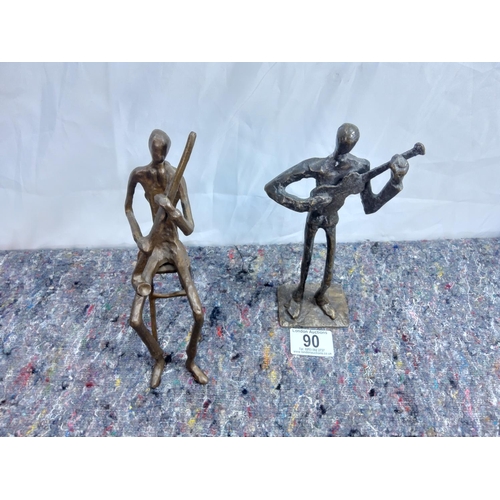 90 - A Pair of Bronze Musician Sculptures