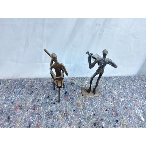 90 - A Pair of Bronze Musician Sculptures