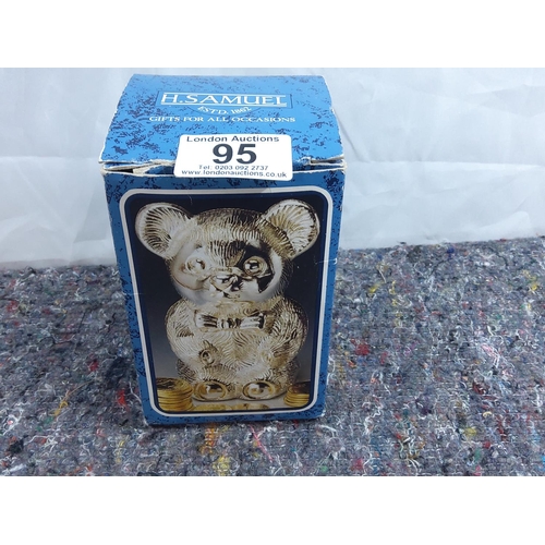95 - Vintage Unused/Boxed Teddy Bear Silver Plated Money Box