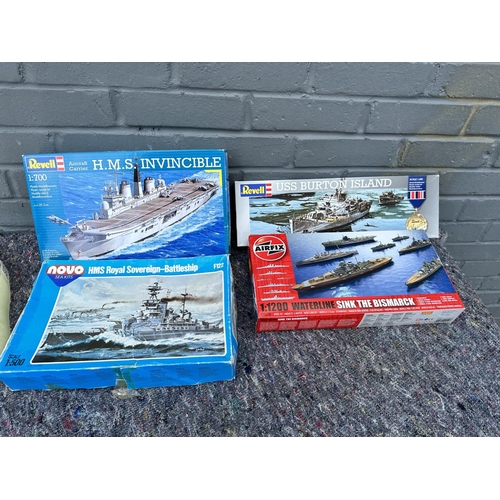 512 - Lot of 4 Vintage Modelling Kits-Naval Theme-Airfix, Revell, Novo etc