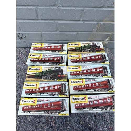 516 - Lot Unbuilt Rosebud Kitmaster TT3 Scale Railway Carriage Models