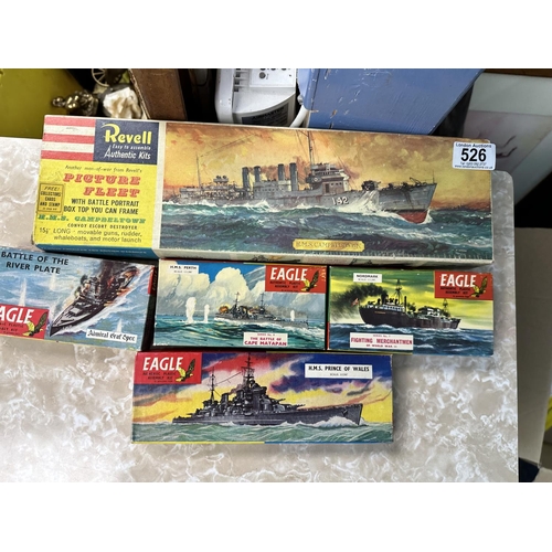 526 - Lof of Unused Vintage Revell and Eagle Ship Model Kits