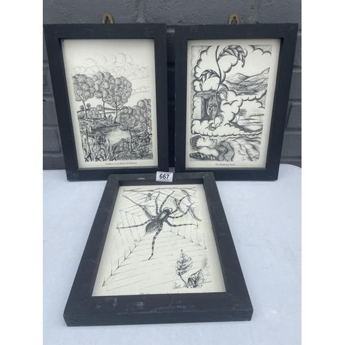 667 - Series of 3 Framed Prints