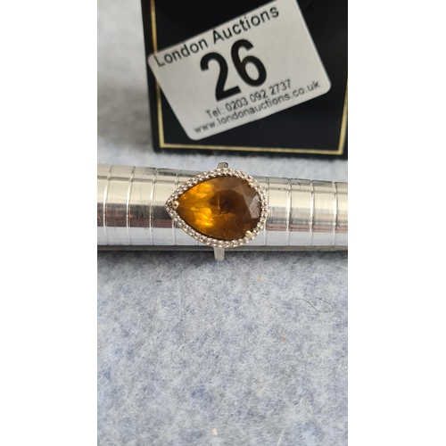 26 - Pear Cut Citrine 9ct Gold Ring (4.7g)