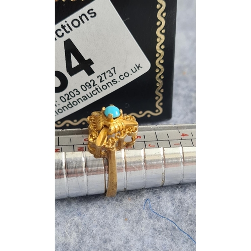 34 - 18ct Gold & Turquoise Ring Size K (4.3g)