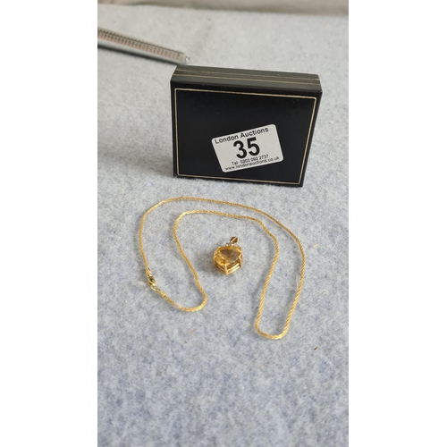 35 - 18ct Gold Citrine Pendant (5.9g) on a 925 Silver Chain