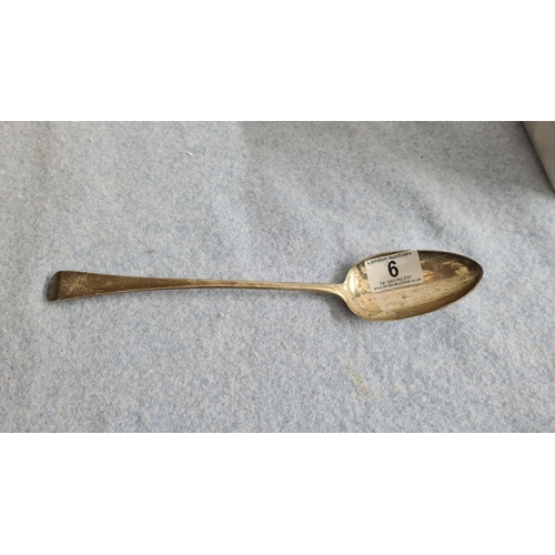 6 - Hallmarked Georgian Silver Serving Spoon (97g) R Crossley London 1802