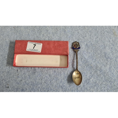 7 - Hallmarked Exeter Crested Silver Teaspoon