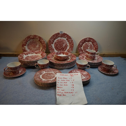 786 - Woods Ware by Enoch Wood Red Dinner Service