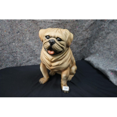 814 - Ceramic Pug Statue (chip to top of head)