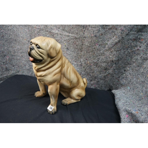 814 - Ceramic Pug Statue (chip to top of head)