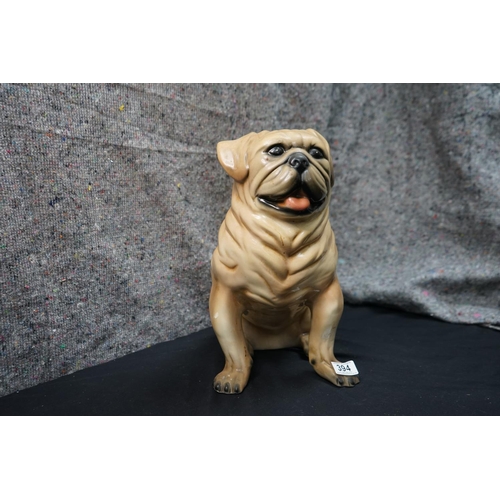 814 - Ceramic Pug Statue (chip to top of head)