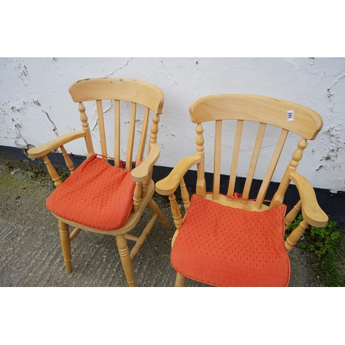 818 - Pair of Pine Carver Dining Chairs