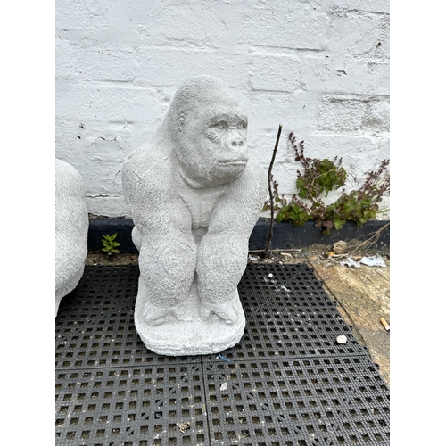 300 - Pair of Gorilla Garden Statues