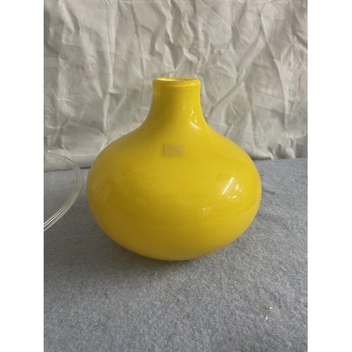 308 - Yellow LSA Glass Vase and Another Glass Bowl