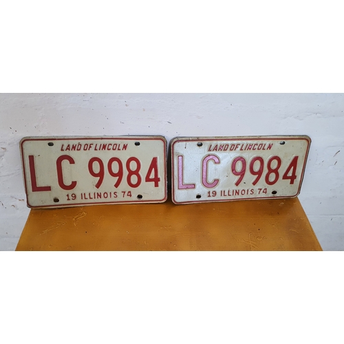 24 - 2x 1974 Illinois American Number Plates