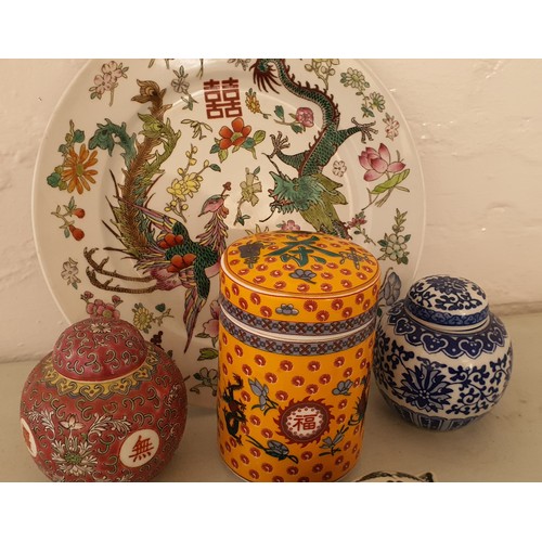 13 - Selection of Chinese / oriental items including jars / plate etc.