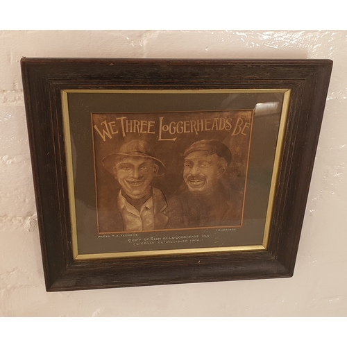 36 - Vintage framed pub sign copy - We Three Loggerheads Inn, Tonbridge.