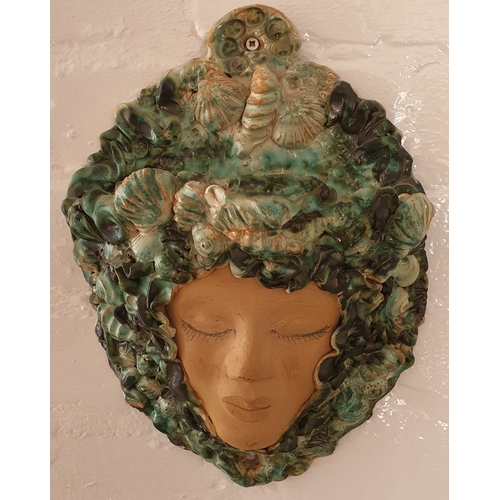 37 - Vintage Mermaid face wall hanging pot