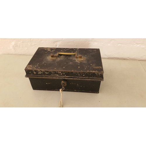 41 - Vintage metal cash box with key