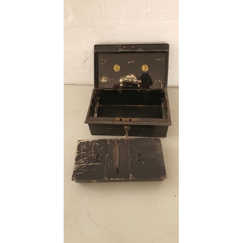 41 - Vintage metal cash box with key