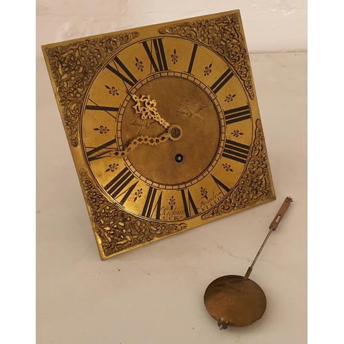 43 - Antique Long Case Clock Face with movement - Richard Fowle, Uckfield