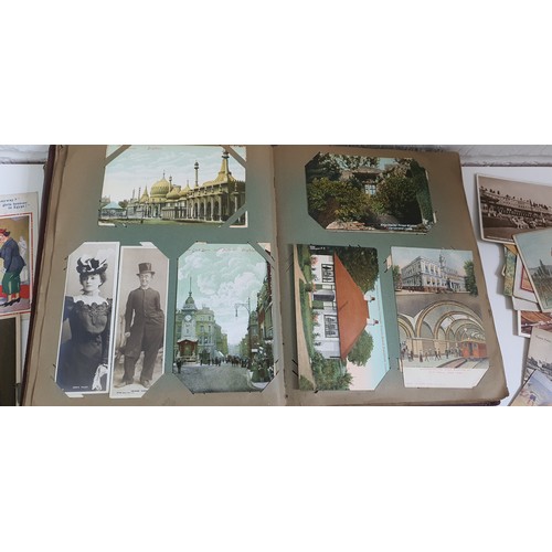 18 - 2x old albums containing a good large quantity of vintage antique postcards including many with orig... 