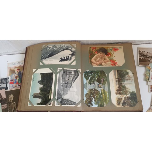 18 - 2x old albums containing a good large quantity of vintage antique postcards including many with orig... 