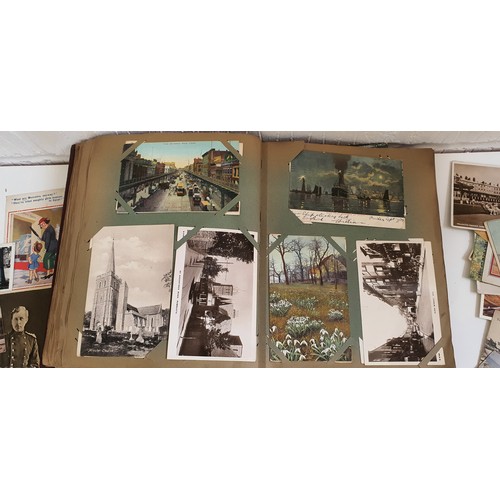 18 - 2x old albums containing a good large quantity of vintage antique postcards including many with orig... 