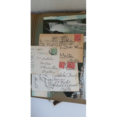 18 - 2x old albums containing a good large quantity of vintage antique postcards including many with orig... 