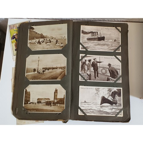 18 - 2x old albums containing a good large quantity of vintage antique postcards including many with orig... 