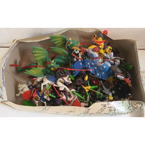 62 - Box of vintage Britain's Knight toy figures etc.