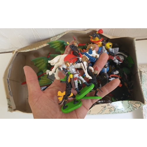 62 - Box of vintage Britain's Knight toy figures etc.