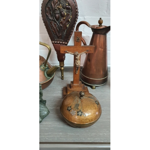 101 - A group of interesting vintage house clearance items including small Indian pot, Islamic Tea/water P... 