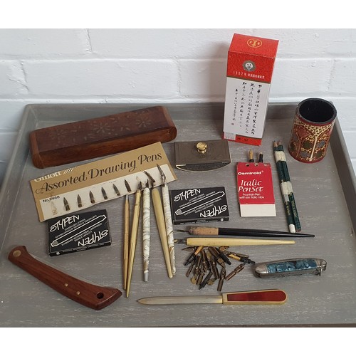 96 - Selection of writing items Inc fountain pens etc