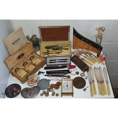 33A - Selection of various small items Inc Pens, Coins, Sterling Silver etc.