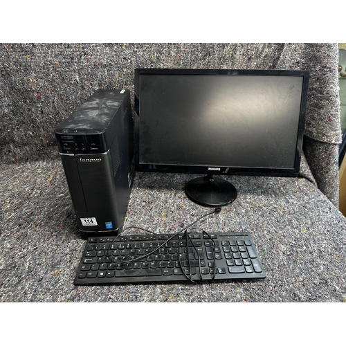 114 - Lenovo PC with LED Monitor and Keyboard