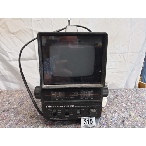 672 - VINTAGE PLUSTRON TVR-5 Portable CRT TV / Radio