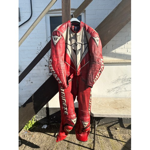 682 - Vintage Leather Ducati Dainese Motorcycle Suit Size 54