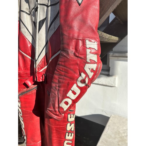 682 - Vintage Leather Ducati Dainese Motorcycle Suit Size 54