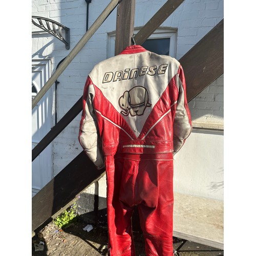 682 - Vintage Leather Ducati Dainese Motorcycle Suit Size 54