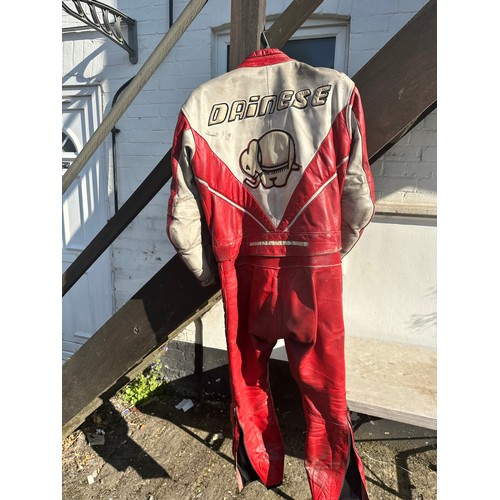 682 - Vintage Leather Ducati Dainese Motorcycle Suit Size 54