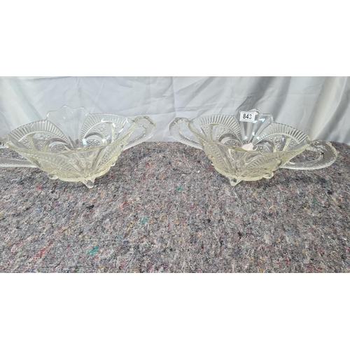 694 - Pair of Deco Brockwitz Glass Centre Piece Bowls