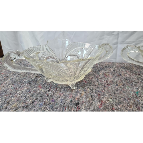 694 - Pair of Deco Brockwitz Glass Centre Piece Bowls